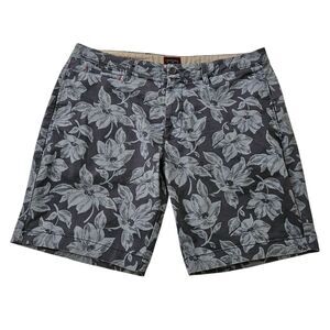 Untuckit St. Martin Chino Shorts Mens 36 Blue Floral Hawaiian 9" Inseam Beach